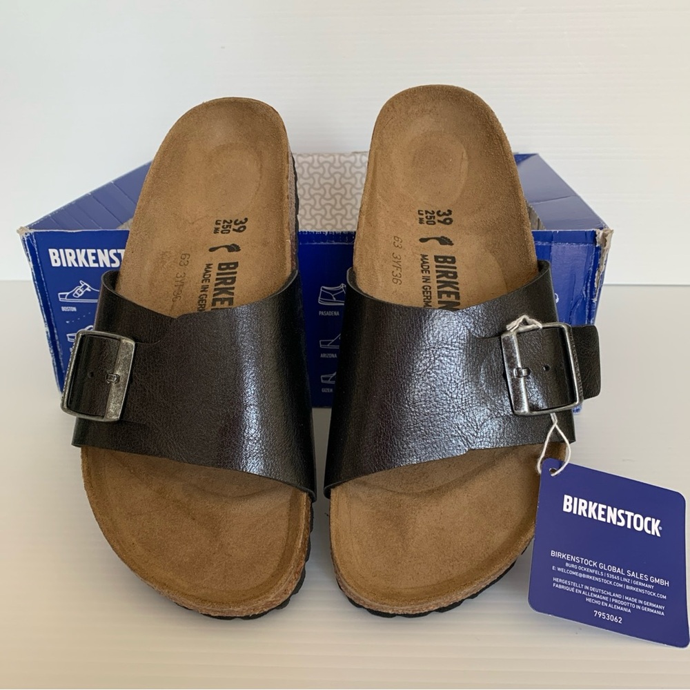 Birkenstock Catalina Madrid Black Single Strap Sandals with Buckle Ladies Sz 8
